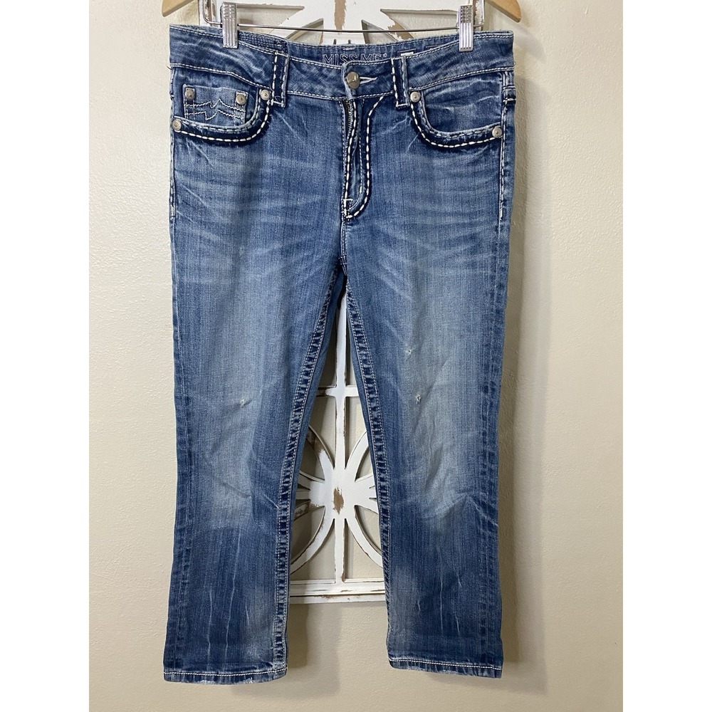Y2K Miss Me Boyfriend Capri Jeans Thick Stitch JB1026p4 Size 29x26 Grunge *J15